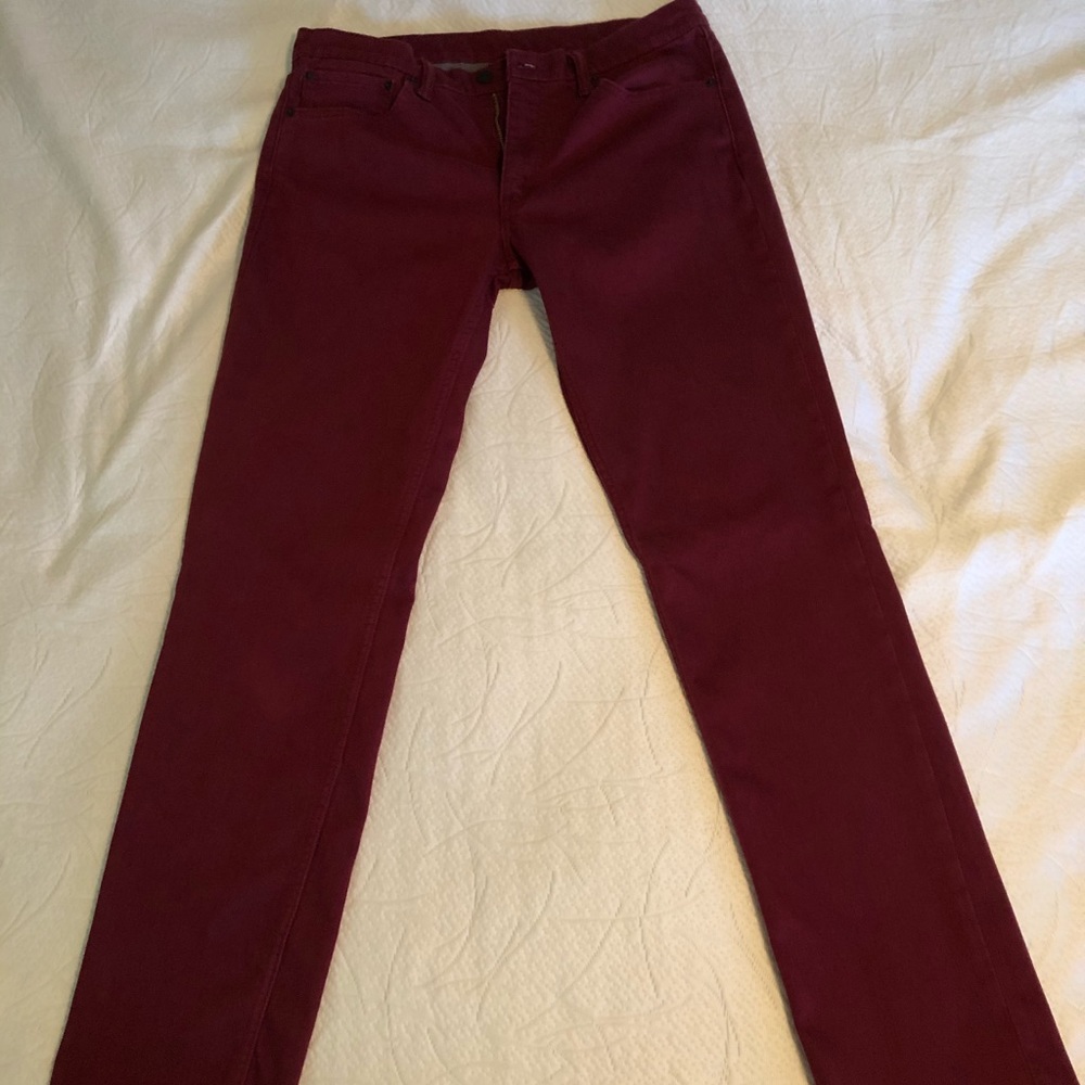 Levis 511 Stretch Burgundy Jeans 36x36